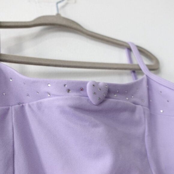 BLOCH‎ Leotard Girls 12 Purple One Piece Ballet Dancewear Heart Cami Ballerina - Picture 3 of 10
